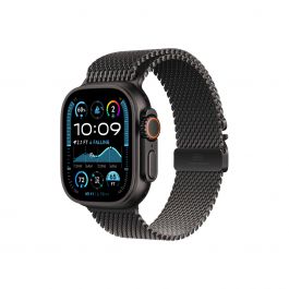 Apple Watch 49mm Milanese Loop:  Black Titanium Milanese Loop - Small
