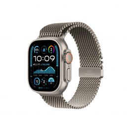 Apple Watch 49mm Milanese Loop:  Natural Titanium Milanese Loop - Large