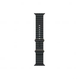 Apple Watch 49mm Band:  Black Ocean Band - Natural Titanium Finish