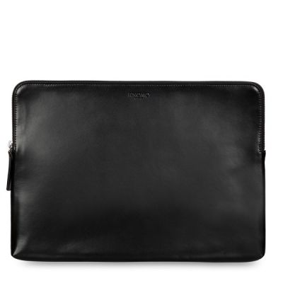 Knomo Laptop Leather Zip Sleeve for MacBook Pro 15" - Black