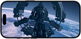 Scéna ze seriálu For All Mankind, z 1. dílu Rudý Měsíc, na Apple TV+, zobrazená na iPhonu 16 Pro